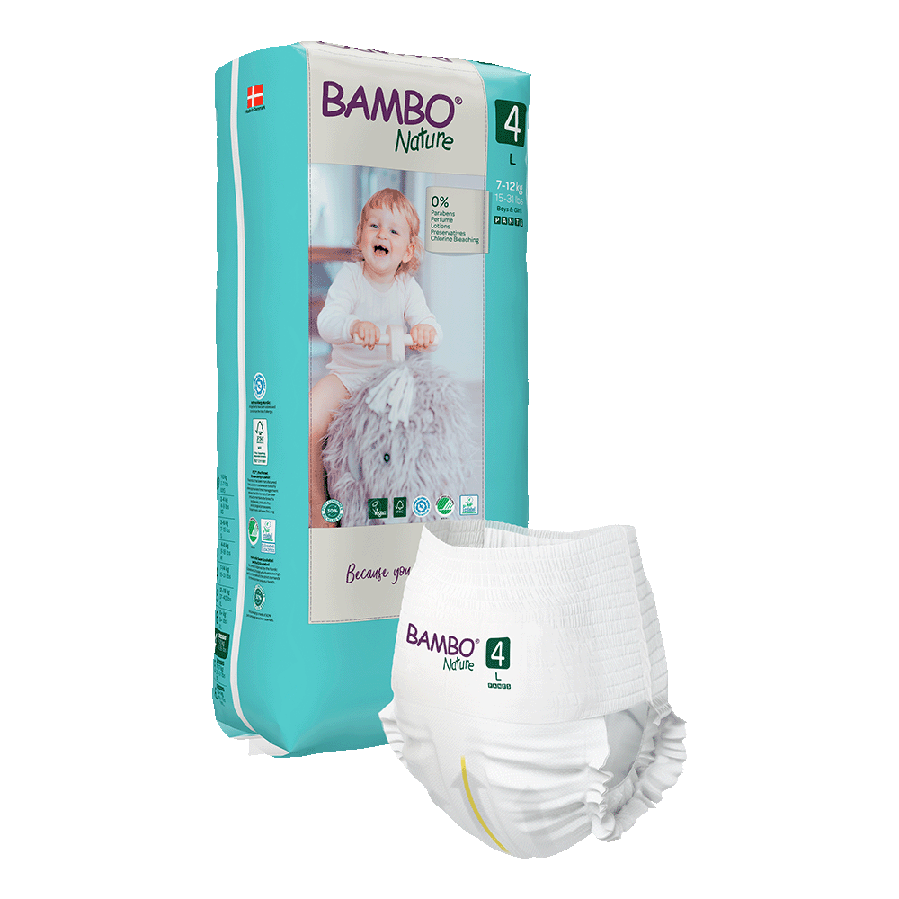 Bambo Nature Plenkové Kalhotky Navlékací 4, (7-12 kg / 15-26 lbs), 40 kusů
