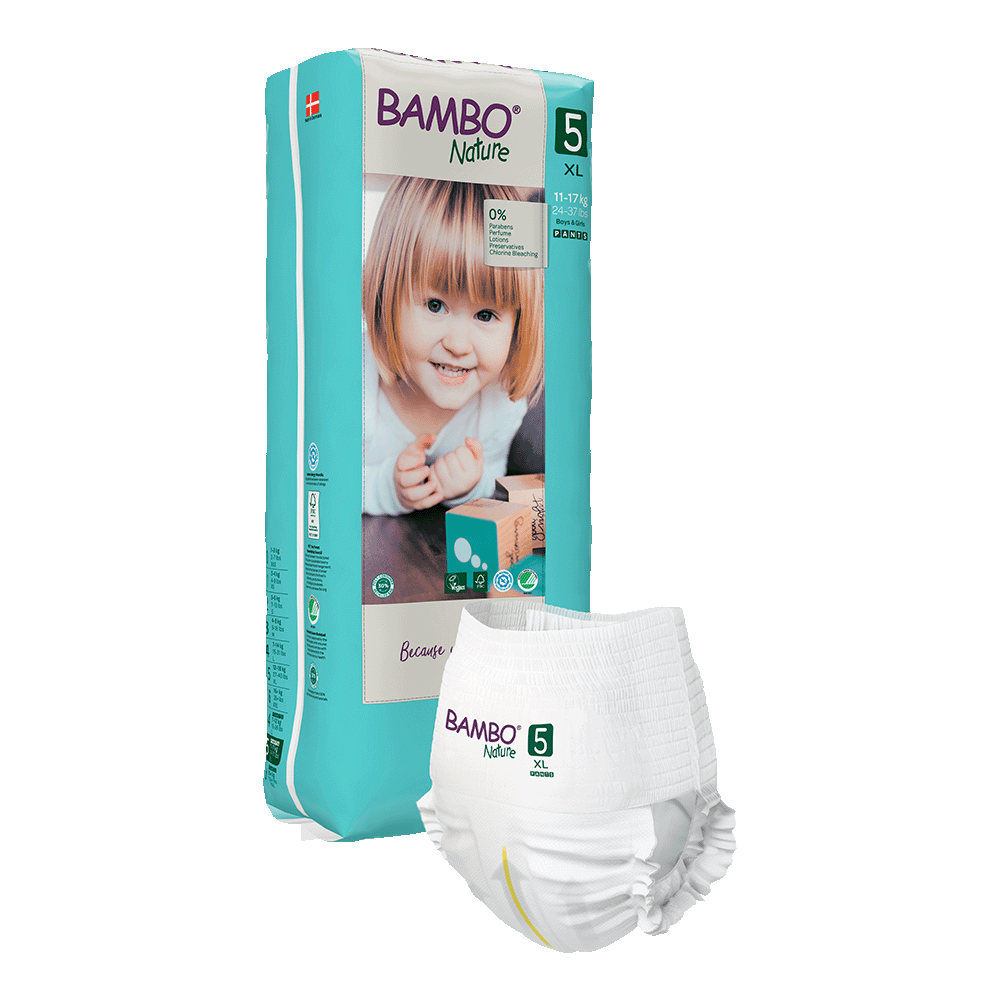 Bambo Nature Plenkové Kalhotky Navlékací 5, (11-17 kg / 24-37 lbs), 38 kusů